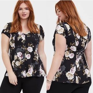 Torrid Floral lace back top